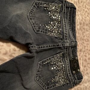 Miss Me Dark Gray Sequin Women's Jeans